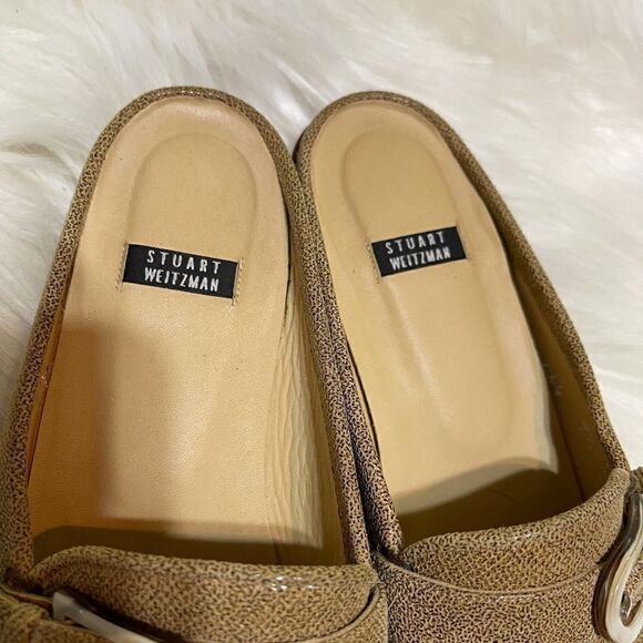 Stuart Weitzman tan leather backless loafers, size 7 1/2 - Picture 3 of 12